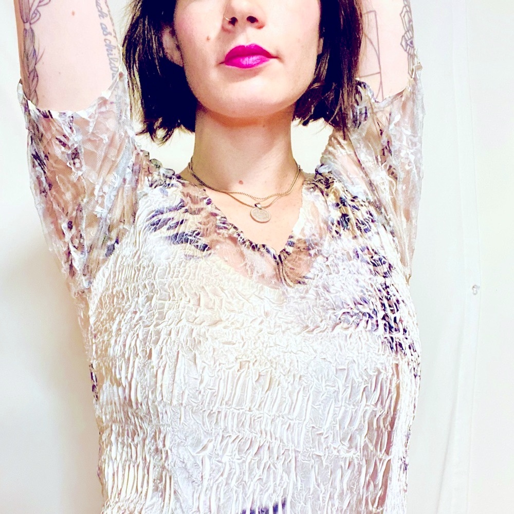 Komarov Sheer Animal Print Textured Top